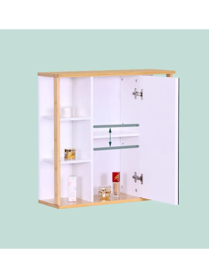 relaxdays Badmöbel<Spiegelschrank in Weiß - (B)62 x (H)64 x (T)21 cm
