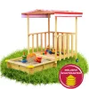 Coemo Gartenspielzeug<Spielhaus mit Sandkasten und Spielveranda in Natur