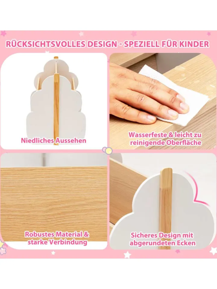 COSTWAY Kindermöbel<Spielzeugregal auf Rollen 2 Ebenen in Weiß