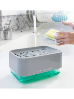 InnovaGoods Putz- & Waschutensilien<Spülmittelspender in Grau - (B)15 x (H)9 x (T)10,5 cm