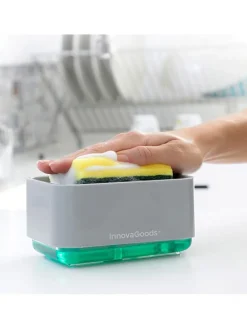 InnovaGoods Putz- & Waschutensilien<Spülmittelspender in Grau - (B)15 x (H)9 x (T)10,5 cm
