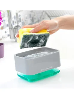 InnovaGoods Putz- & Waschutensilien<Spülmittelspender in Grau - (B)15 x (H)9 x (T)10,5 cm