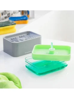 InnovaGoods Putz- & Waschutensilien<Spülmittelspender in Grau - (B)15 x (H)9 x (T)10,5 cm