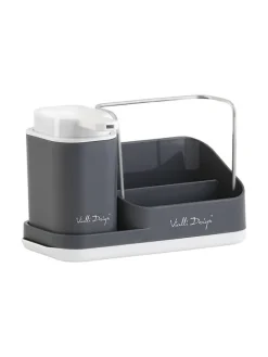 Vialli Design Koch- & Backutensilien<Spülorganizer in Grau mit Flüssigkeitsspender - (B)21,5 x (H)16 x (T)9 cm