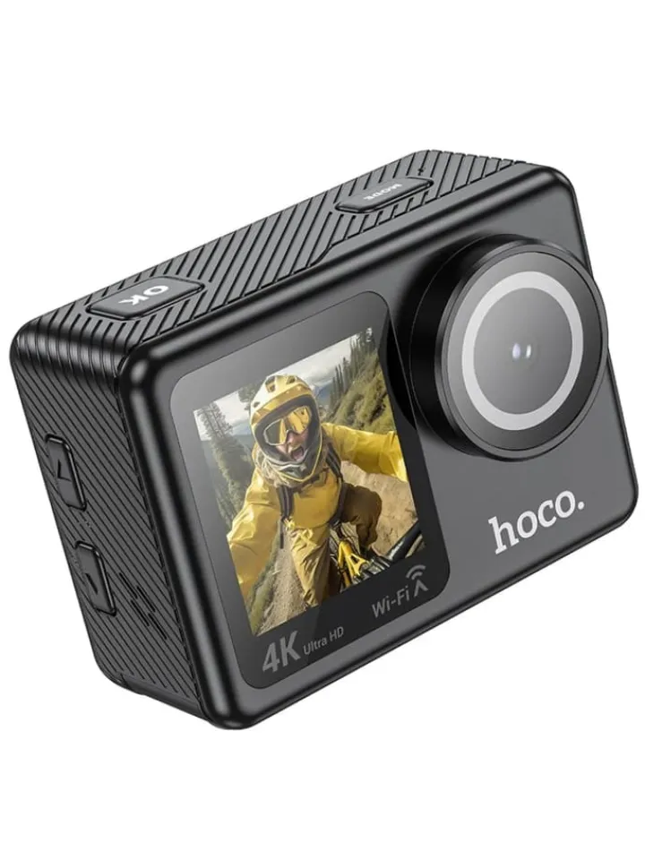HOCO Foto & Video<Sportkamera mit zwei Bildschirmen schwarz in Schwarz