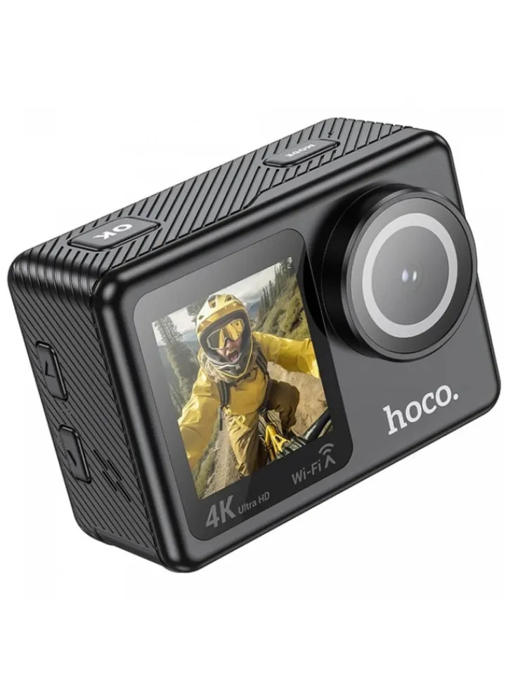 HOCO Foto & Video<Sportkamera mit zwei Bildschirmen schwarz in Schwarz