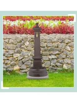relaxdays Gartendekoration<Standbrunnen in Braun - (B)44,5 x (H)100 x (T)38 cm