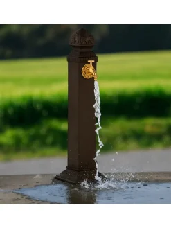 relaxdays Gartendekoration<Standbrunnen in Braun - (B)21 x (H)81 x (T)24,5 cm
