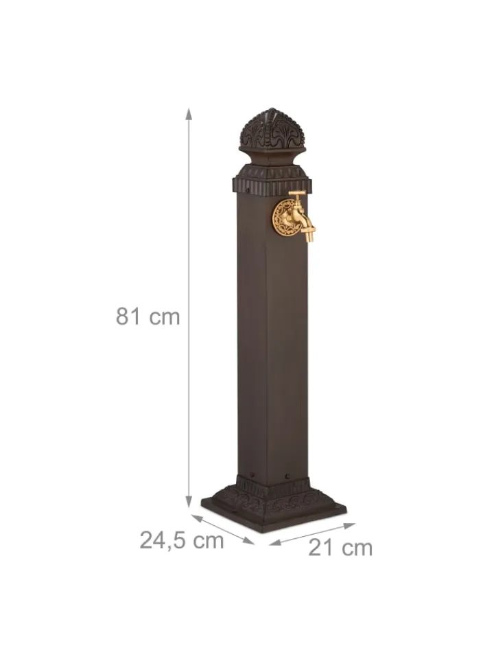 relaxdays Gartendekoration<Standbrunnen in Braun - (B)21 x (H)81 x (T)24,5 cm