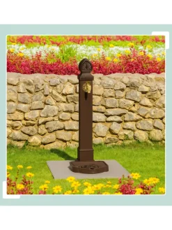 relaxdays Gartendekoration<Standbrunnen in Braun - (B)29 x (H)77 x (T)33,5 cm