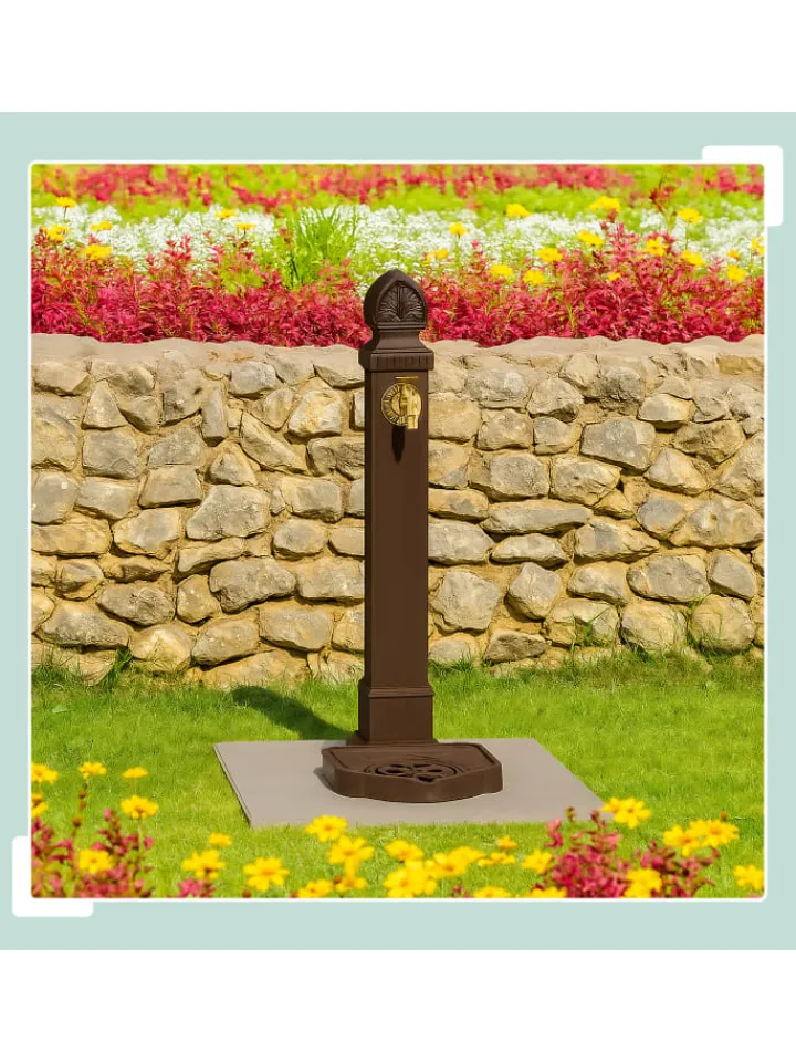 relaxdays Gartendekoration<Standbrunnen in Braun - (B)29 x (H)77 x (T)33,5 cm