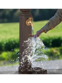 relaxdays Gartendekoration<Standbrunnen in Braun - (B)29 x (H)77 x (T)33,5 cm