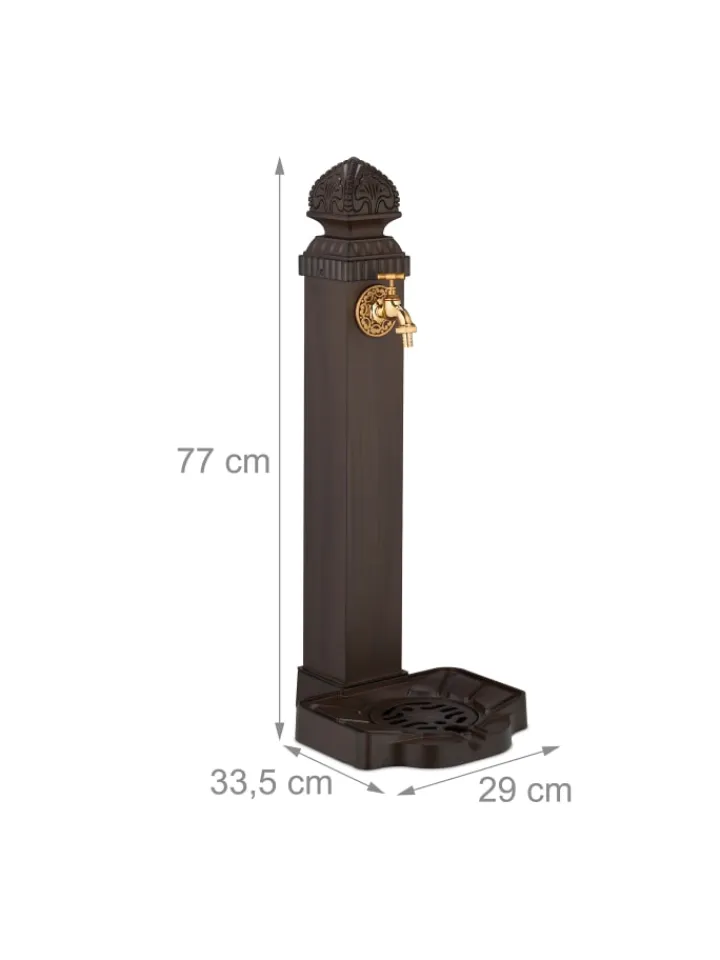 relaxdays Gartendekoration<Standbrunnen in Braun - (B)29 x (H)77 x (T)33,5 cm