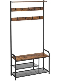 Songmics Regale & Schränke|Garderoben<Standgarderobe in Braun/ Schwarz - (B)85 x (H)180 x (T)30 cm