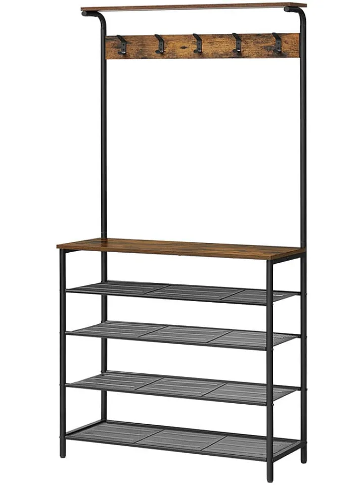 Songmics Regale & Schränke|Garderoben<Standgarderobe in Braun/ Schwarz - (B)80 x (H)183,5 x (T)31,5 cm