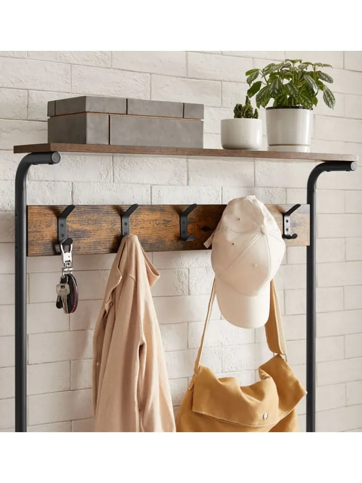 Songmics Regale & Schränke|Garderoben<Standgarderobe in Braun/ Schwarz - (B)80 x (H)183,5 x (T)31,5 cm