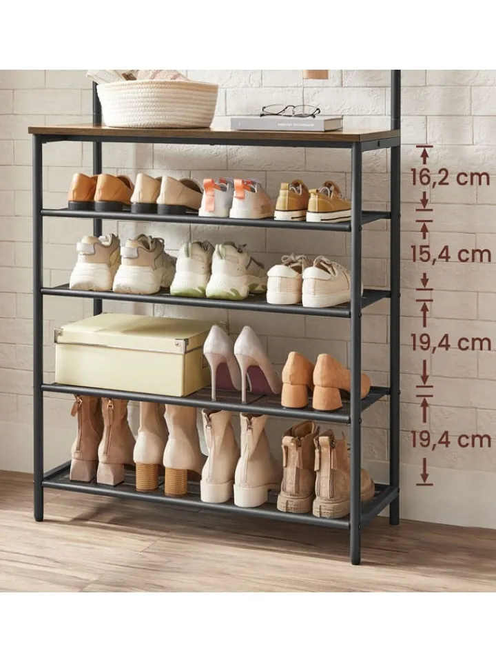 Songmics Regale & Schränke|Garderoben<Standgarderobe in Braun/ Schwarz - (B)80 x (H)183,5 x (T)31,5 cm