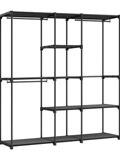 SONGMICS Garderoben<Standgarderobe in Schwarz - (B)182 x (H)182 x (T)43 cm