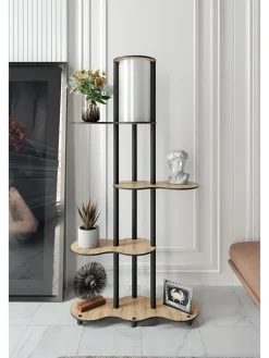 ABERTO DESIGN Stehleuchten<Standleuchte in Hellbraun/ Schwarz - (B)65 x (H)150 x (T)35 cm