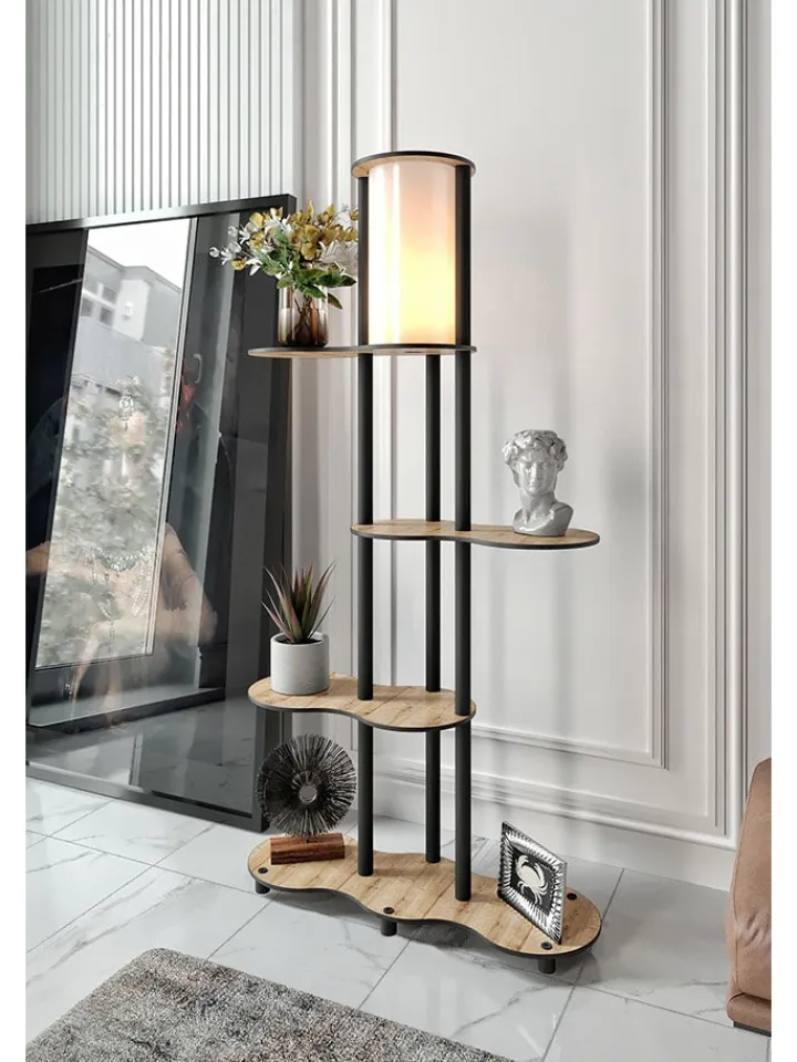 ABERTO DESIGN Stehleuchten<Standleuchte in Hellbraun/ Schwarz - (B)65 x (H)150 x (T)35 cm