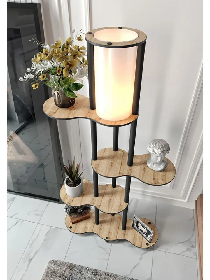ABERTO DESIGN Stehleuchten<Standleuchte in Hellbraun/ Schwarz - (B)65 x (H)150 x (T)35 cm