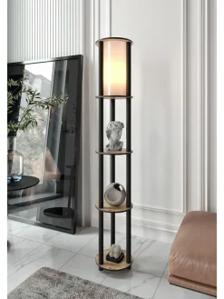 ABERTO DESIGN Stehleuchten<Standleuchte in Hellbraun/ Schwarz - (B)24 x (H)150 x (T)25 cm