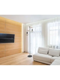 Globo lighting Stehleuchten<Standleuchte "Priska" in Hellbraun/ Schwarz - (H)168 cm