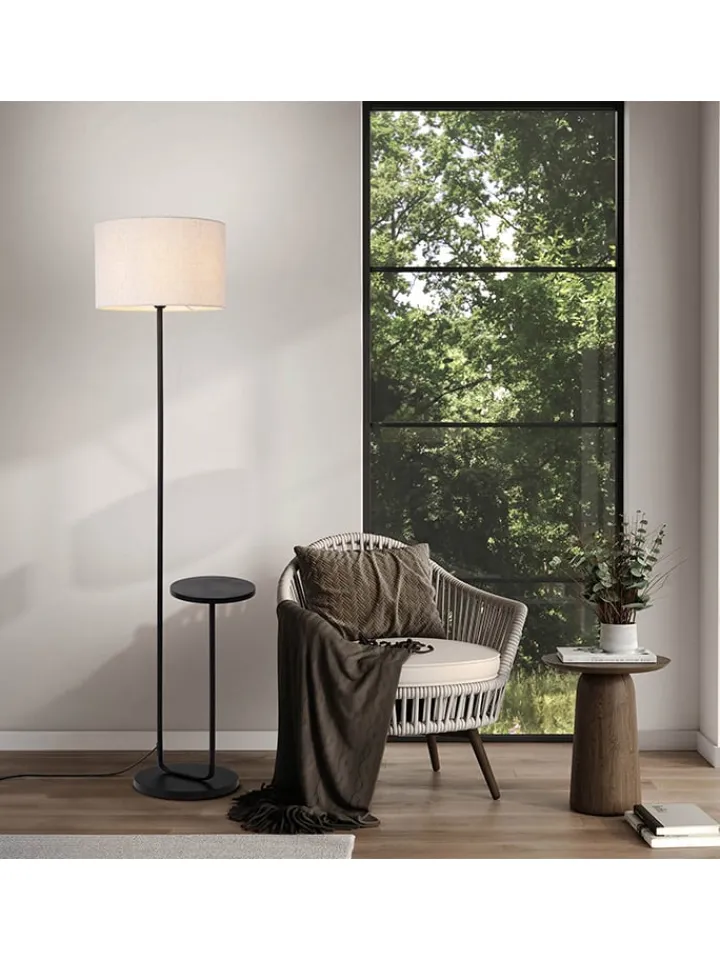 näve Stehleuchten<Standleuchte "Tordis" in Creme/ Schwarz - (B)50 x (H)157 cm