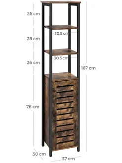 Songmics Regale & Schränke<Standregal in Braun/ Schwarz - (B)37 x (H)167 x (T)30 cm