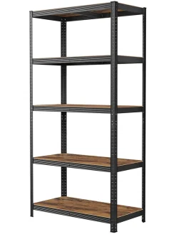 Songmics Regale & Schränke<Standregal in Braun/ Schwarz - (B)90 x (H)180 x (T)40 cm