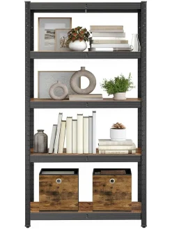 Songmics Regale & Schränke<Standregal in Braun/ Schwarz - (B)90 x (H)180 x (T)40 cm