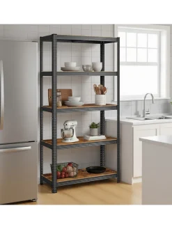 Songmics Regale & Schränke<Standregal in Braun/ Schwarz - (B)90 x (H)180 x (T)40 cm