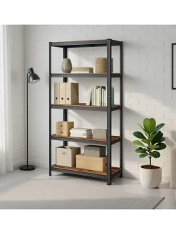 Songmics Regale & Schränke<Standregal in Braun/ Schwarz - (B)90 x (H)180 x (T)40 cm