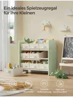 Songmics Kindermöbel<Standregal in Creme/ Hellgrün - (B)62,5 x (H)60 x (T)29,5 cm