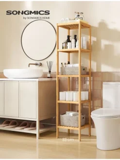Songmics Regale & Schränke<Standregal in Hellbraun - (B)33 x (H)146 x (T)33 cm