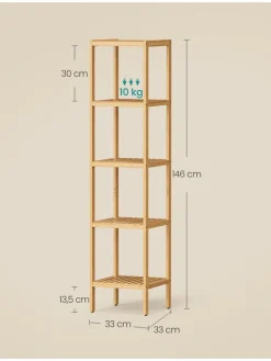 Songmics Regale & Schränke<Standregal in Hellbraun - (B)33 x (H)146 x (T)33 cm