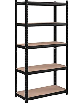 SONGMICS Regale & Schränke<Standregal in Schwarz/ Hellbraun - (B)90 x (H)180 x (T)40 cm