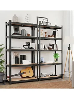 SONGMICS Regale & Schränke<Standregal in Schwarz/ Hellbraun - (B)90 x (H)180 x (T)40 cm