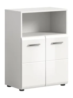xonox.home Badmöbel<Standschrank breit in Weiß/Weiß Hochglanz - (B) 60 x (H) 80 x (T) 30