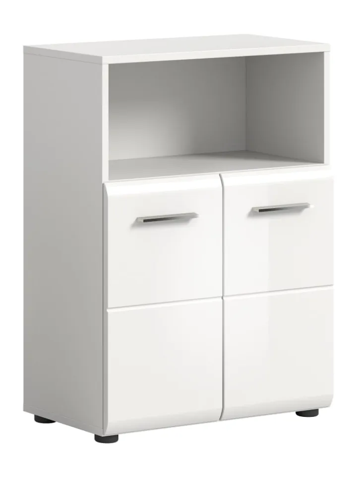 xonox.home Badmöbel<Standschrank breit in Weiß/Weiß Hochglanz - (B) 60 x (H) 80 x (T) 30