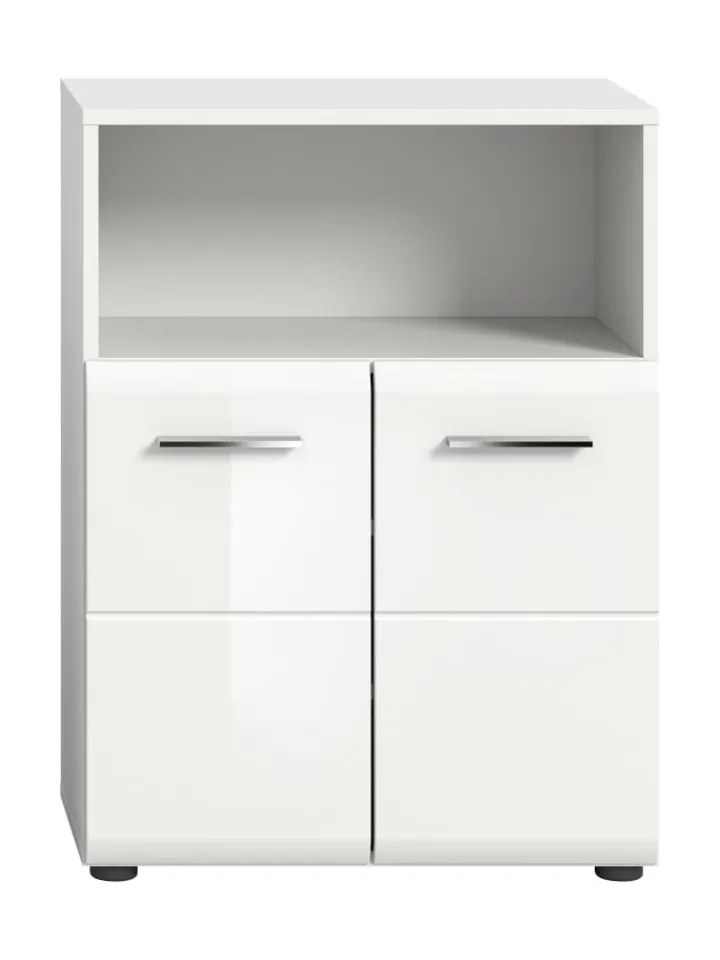 xonox.home Badmöbel<Standschrank breit in Weiß/Weiß Hochglanz - (B) 60 x (H) 80 x (T) 30