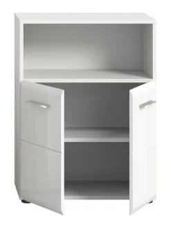 xonox.home Badmöbel<Standschrank breit in Weiß/Weiß Hochglanz - (B) 60 x (H) 80 x (T) 30