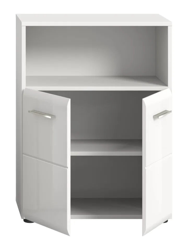 xonox.home Badmöbel<Standschrank breit in Weiß/Weiß Hochglanz - (B) 60 x (H) 80 x (T) 30