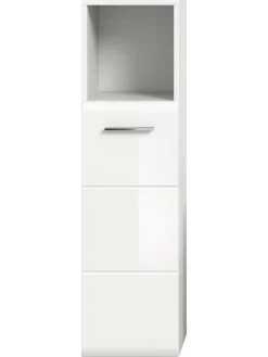 xonox.home Badezimmermöbel|Badmöbel<Standschrank hoch in Weiß/Weiß Hochglanz - (B) 30 x (H) 110 x (T) 30