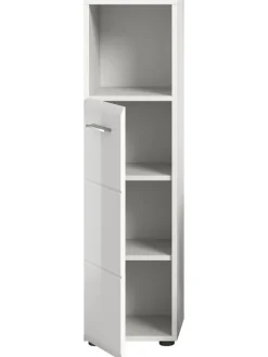 xonox.home Badezimmermöbel|Badmöbel<Standschrank hoch in Weiß/Weiß Hochglanz - (B) 30 x (H) 110 x (T) 30