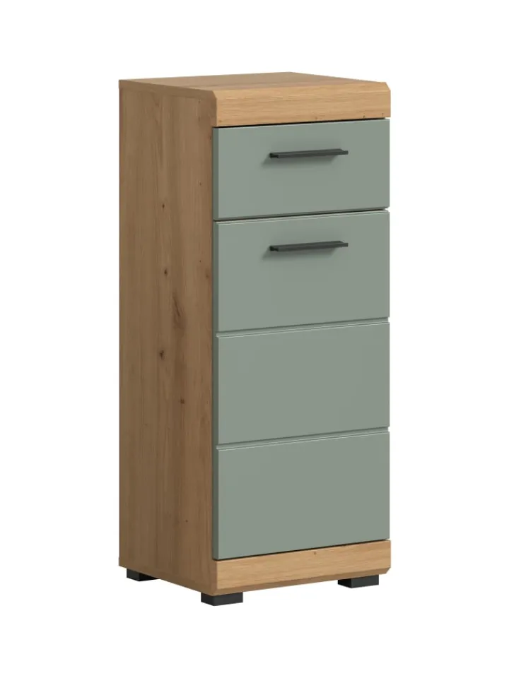 xonox.home Badmöbel<Standschrank in Artisan Eiche/Salbei - (B) 37 x (H) 88 x (T) 31