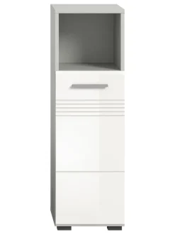 xonox.home Badezimmermöbel<Standschrank in hellgrau/weiß hochglanz - (B) 30 x (H) 95 x (T) 30
