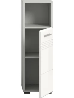 xonox.home Badezimmermöbel<Standschrank in hellgrau/weiß hochglanz - (B) 30 x (H) 95 x (T) 30