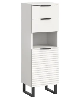 xonox.home Badmöbel<Standschrank in weiß/weiß - (B) 35 x (H) 110 x (T) 34