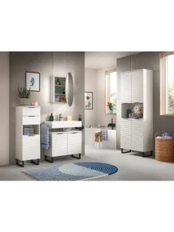 xonox.home Badmöbel<Standschrank in weiß/weiß - (B) 35 x (H) 110 x (T) 34